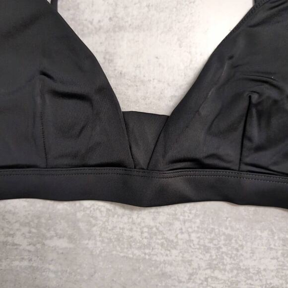 NWT Andie Tahiti Top Black Adjustable Straps Metal Hardware V Neck Bikini L - Picture 2 of 9